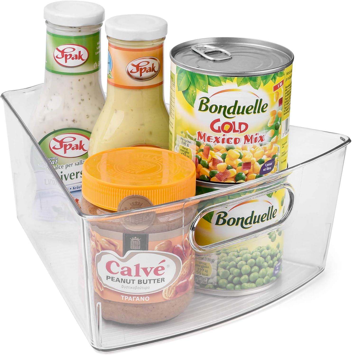 imageSorbus Wedge Storage Bin Organizer Lazy Susan organizer with Front Handle for Corner Cabinet Great Sector Shaped Container Bins for Kitchen Pantry Bathroom Clear Plastic 4Pack