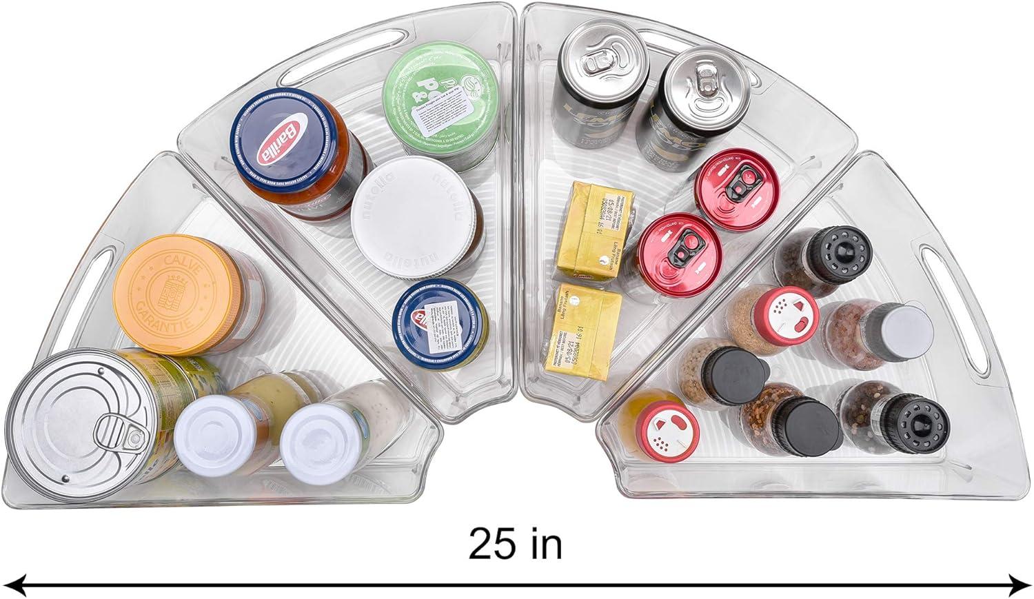 imageSorbus Wedge Storage Bin Organizer Lazy Susan organizer with Front Handle for Corner Cabinet Great Sector Shaped Container Bins for Kitchen Pantry Bathroom Clear Plastic 4Pack
