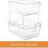 imageSorbus 2 Pack Premium Fridge Bins Thick Sturdy Plastic Refrigerator Pantry Organizer Versatile NonSlip Stackable Cabinet Organization Bath Makeup Food Snack Packet Organizer Clear Square Bin3