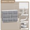imageSorbus Dresser with 8 Faux Wood Drawers  Chest Organizer Unit with Steel Frame Wood Top ampamp Handle Easy Pull Fabric Bins for Clothes  Large Storage Furniture for Bedroom Hallway Living Room ampamp ClosetWhite