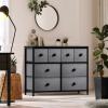 imageSorbus Dresser with 8 Faux Wood Drawers  Chest Organizer Unit with Steel Frame Wood Top ampamp Handle Easy Pull Fabric Bins for Clothes  Large Storage Furniture for Bedroom Hallway Living Room ampamp ClosetBlack