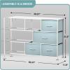 imageSorbus Dresser with 8 Faux Wood Drawers  Chest Organizer Unit with Steel Frame Wood Top ampamp Handle Easy Pull Fabric Bins for Clothes  Large Storage Furniture for Bedroom Hallway Living Room ampamp ClosetAqua