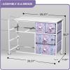 imageSorbus Dresser with 8 Faux Wood Drawers  Chest Organizer Unit with Steel Frame Wood Top ampamp Handle Easy Pull Fabric Bins for Clothes  Large Storage Furniture for Bedroom Hallway Living Room ampamp ClosetTiedye Purple