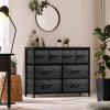 imageSorbus Dresser with 8 Faux Wood Drawers  Chest Organizer Unit with Steel Frame Wood Top ampamp Handle Easy Pull Fabric Bins for Clothes  Large Storage Furniture for Bedroom Hallway Living Room ampamp ClosetGray Wood