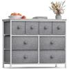 imageSorbus Dresser with 8 Faux Wood Drawers  Chest Organizer Unit with Steel Frame Wood Top ampamp Handle Easy Pull Fabric Bins for Clothes  Large Storage Furniture for Bedroom Hallway Living Room ampamp ClosetGrey