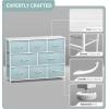 imageSorbus Dresser with 8 Faux Wood Drawers  Chest Organizer Unit with Steel Frame Wood Top ampamp Handle Easy Pull Fabric Bins for Clothes  Large Storage Furniture for Bedroom Hallway Living Room ampamp ClosetAqua