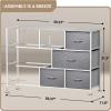 imageSorbus Dresser with 8 Faux Wood Drawers  Chest Organizer Unit with Steel Frame Wood Top ampamp Handle Easy Pull Fabric Bins for Clothes  Large Storage Furniture for Bedroom Hallway Living Room ampamp ClosetGrey