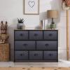 imageSorbus Dresser with 8 Faux Wood Drawers  Chest Organizer Unit with Steel Frame Wood Top ampamp Handle Easy Pull Fabric Bins for Clothes  Large Storage Furniture for Bedroom Hallway Living Room ampamp ClosetRustic Black