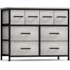imageSorbus Dresser with 8 Faux Wood Drawers  Chest Organizer Unit with Steel Frame Wood Top ampamp Handle Easy Pull Fabric Bins for Clothes  Large Storage Furniture for Bedroom Hallway Living Room ampamp ClosetGreige