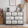 imageSorbus Dresser with 8 Faux Wood Drawers  Chest Organizer Unit with Steel Frame Wood Top ampamp Handle Easy Pull Fabric Bins for Clothes  Large Storage Furniture for Bedroom Hallway Living Room ampamp ClosetGreige