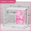 imageSorbus Dresser with 8 Faux Wood Drawers  Chest Organizer Unit with Steel Frame Wood Top ampamp Handle Easy Pull Fabric Bins for Clothes  Large Storage Furniture for Bedroom Hallway Living Room ampamp ClosetTiedye Pink