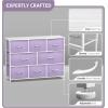 imageSorbus Dresser with 8 Faux Wood Drawers  Chest Organizer Unit with Steel Frame Wood Top ampamp Handle Easy Pull Fabric Bins for Clothes  Large Storage Furniture for Bedroom Hallway Living Room ampamp ClosetPurple