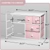 imageSorbus Dresser with 8 Faux Wood Drawers  Chest Organizer Unit with Steel Frame Wood Top ampamp Handle Easy Pull Fabric Bins for Clothes  Large Storage Furniture for Bedroom Hallway Living Room ampamp ClosetPink