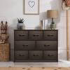 imageSorbus Dresser with 8 Faux Wood Drawers  Chest Organizer Unit with Steel Frame Wood Top ampamp Handle Easy Pull Fabric Bins for Clothes  Large Storage Furniture for Bedroom Hallway Living Room ampamp ClosetBrown