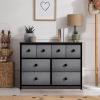 imageSorbus Dresser with 8 Faux Wood Drawers  Chest Organizer Unit with Steel Frame Wood Top ampamp Handle Easy Pull Fabric Bins for Clothes  Large Storage Furniture for Bedroom Hallway Living Room ampamp ClosetBlack
