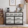 imageSorbus Dresser with 8 Faux Wood Drawers  Chest Organizer Unit with Steel Frame Wood Top ampamp Handle Easy Pull Fabric Bins for Clothes  Large Storage Furniture for Bedroom Hallway Living Room ampamp ClosetGreige