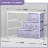 imageSorbus Dresser with 8 Faux Wood Drawers  Chest Organizer Unit with Steel Frame Wood Top ampamp Handle Easy Pull Fabric Bins for Clothes  Large Storage Furniture for Bedroom Hallway Living Room ampamp ClosetTiedye Purple