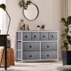 imageSorbus Dresser with 8 Faux Wood Drawers  Chest Organizer Unit with Steel Frame Wood Top ampamp Handle Easy Pull Fabric Bins for Clothes  Large Storage Furniture for Bedroom Hallway Living Room ampamp ClosetGrey