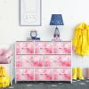 imageSorbus Dresser with 8 Faux Wood Drawers  Chest Organizer Unit with Steel Frame Wood Top ampamp Handle Easy Pull Fabric Bins for Clothes  Large Storage Furniture for Bedroom Hallway Living Room ampamp ClosetTiedye Pink