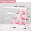 imageSorbus Dresser with 8 Faux Wood Drawers  Chest Organizer Unit with Steel Frame Wood Top ampamp Handle Easy Pull Fabric Bins for Clothes  Large Storage Furniture for Bedroom Hallway Living Room ampamp ClosetTiedye Pink