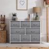 imageSorbus Dresser with 8 Faux Wood Drawers  Chest Organizer Unit with Steel Frame Wood Top ampamp Handle Easy Pull Fabric Bins for Clothes  Large Storage Furniture for Bedroom Hallway Living Room ampamp ClosetGrey