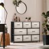 imageSorbus Dresser with 8 Faux Wood Drawers  Chest Organizer Unit with Steel Frame Wood Top ampamp Handle Easy Pull Fabric Bins for Clothes  Large Storage Furniture for Bedroom Hallway Living Room ampamp ClosetGreige