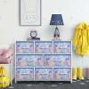 imageSorbus Dresser with 8 Faux Wood Drawers  Chest Organizer Unit with Steel Frame Wood Top ampamp Handle Easy Pull Fabric Bins for Clothes  Large Storage Furniture for Bedroom Hallway Living Room ampamp ClosetBlue