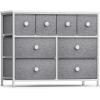 imageSorbus Dresser with 8 Faux Wood Drawers  Chest Organizer Unit with Steel Frame Wood Top ampamp Handle Easy Pull Fabric Bins for Clothes  Large Storage Furniture for Bedroom Hallway Living Room ampamp ClosetWhite