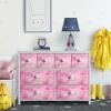 imageSorbus Dresser with 8 Faux Wood Drawers  Chest Organizer Unit with Steel Frame Wood Top ampamp Handle Easy Pull Fabric Bins for Clothes  Large Storage Furniture for Bedroom Hallway Living Room ampamp ClosetTiedye Pink