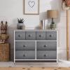 imageSorbus Dresser with 8 Faux Wood Drawers  Chest Organizer Unit with Steel Frame Wood Top ampamp Handle Easy Pull Fabric Bins for Clothes  Large Storage Furniture for Bedroom Hallway Living Room ampamp ClosetGrey
