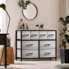 imageSorbus Dresser with 8 Faux Wood Drawers  Chest Organizer Unit with Steel Frame Wood Top ampamp Handle Easy Pull Fabric Bins for Clothes  Large Storage Furniture for Bedroom Hallway Living Room ampamp ClosetGreige
