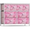 imageSorbus Dresser with 8 Faux Wood Drawers  Chest Organizer Unit with Steel Frame Wood Top ampamp Handle Easy Pull Fabric Bins for Clothes  Large Storage Furniture for Bedroom Hallway Living Room ampamp ClosetTiedye Pink