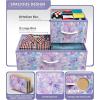 imageSorbus Dresser with 8 Faux Wood Drawers  Chest Organizer Unit with Steel Frame Wood Top ampamp Handle Easy Pull Fabric Bins for Clothes  Large Storage Furniture for Bedroom Hallway Living Room ampamp ClosetTiedye Purple