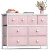 imageSorbus Dresser with 8 Faux Wood Drawers  Chest Organizer Unit with Steel Frame Wood Top ampamp Handle Easy Pull Fabric Bins for Clothes  Large Storage Furniture for Bedroom Hallway Living Room ampamp ClosetPink