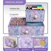 imageSorbus Fabric Dresser for Kids Bedroom  Chest of 8 Drawers Storage Tower Clothing Organizer for Closet for Playroom for Nursery Steel Frame Fabric Bins  Knob Handle Pastel PinkTiedye Purple