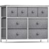 imageSorbus Fabric Dresser for Kids Bedroom  Chest of 8 Drawers Storage Tower Clothing Organizer for Closet for Playroom for Nursery Steel Frame Fabric Bins  Knob Handle Pastel PinkGrey