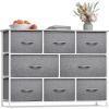 imageSorbus Fabric Dresser for Kids Bedroom  Chest of 8 Drawers Storage Tower Clothing Organizer for Closet for Playroom for Nursery Steel Frame Fabric Bins  Knob Handle Pastel PinkGrey