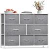 imageSorbus Fabric Dresser for Kids Bedroom  Chest of 8 Drawers Storage Tower Clothing Organizer for Closet for Playroom for Nursery Steel Frame Fabric Bins  Knob Handle Pastel PinkWhite