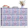 imageSorbus Fabric Dresser for Kids Bedroom  Chest of 8 Drawers Storage Tower Clothing Organizer for Closet for Playroom for Nursery Steel Frame Fabric Bins  Knob Handle Pastel PinkTiedye Purple
