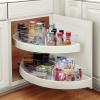 imageSorbus Wedge Storage Bin Organizer Lazy Susan organizer with Front Handle for Corner Cabinet Great Sector Shaped Container Bins for Kitchen Pantry Bathroom Clear Plastic 4Pack