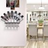 imageSorbus Wine Bottle Stemware Glass Rack Industrial 2Tier Wood Shelf Wall Mounted Wine Racks with 5 Stem Glass Holders for Wine Glasses Flutes Mugs Home Dcor MetalHalf Circle