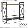 imageSorbus Wine Bottle Stemware Glass Rack Industrial 2Tier Wood Shelf Wall Mounted Wine Racks with 5 Stem Glass Holders for Wine Glasses Flutes Mugs Home Dcor MetalRectangular