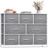 imageSorbus Dresser with 8 Faux Wood Drawers  Chest Organizer Unit with Steel Frame Wood Top ampamp Handle Easy Pull Fabric Bins for Clothes  Large Storage Furniture for Bedroom Hallway Living Room ampamp ClosetWhite