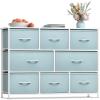 imageSorbus Dresser with 8 Faux Wood Drawers  Chest Organizer Unit with Steel Frame Wood Top ampamp Handle Easy Pull Fabric Bins for Clothes  Large Storage Furniture for Bedroom Hallway Living Room ampamp ClosetAqua