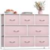 imageSorbus Dresser with 8 Faux Wood Drawers  Chest Organizer Unit with Steel Frame Wood Top ampamp Handle Easy Pull Fabric Bins for Clothes  Large Storage Furniture for Bedroom Hallway Living Room ampamp ClosetPink