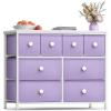 imageSorbus Fabric Dresser for Kids Bedroom  Chest of 8 Drawers Storage Tower Clothing Organizer for Closet for Playroom for Nursery Steel Frame Fabric Bins  Knob Handle Pastel PinkPastel Purple