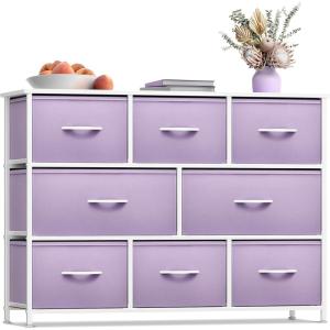 imageSorbus Dresser with 8 Faux Wood Drawers  Chest Organizer Unit with Steel Frame Wood Top ampamp Handle Easy Pull Fabric Bins for Clothes  Large Storage Furniture for Bedroom Hallway Living Room ampamp ClosetPurple