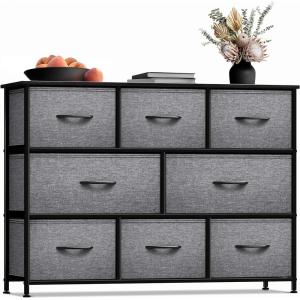 imageSorbus Dresser with 8 Faux Wood Drawers  Chest Organizer Unit with Steel Frame Wood Top ampamp Handle Easy Pull Fabric Bins for Clothes  Large Storage Furniture for Bedroom Hallway Living Room ampamp ClosetBlack