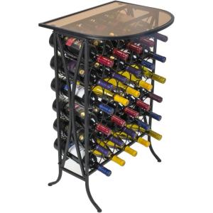 imageSorbus Wine Rack Stand Bordeaux Chateau Style with Glass Table Top  Holds 18 Bottles of Your Favorite Wine  Elegant Looking French Style Wine Rack to Compliment Any Space Wine Stand  18 BottlesWine Stand  30 Bottles
