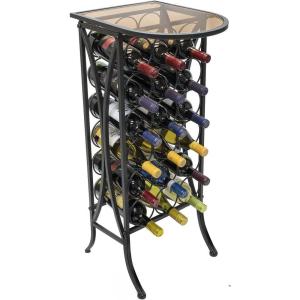 imageSorbus Wine Rack Stand Bordeaux Chateau Style with Glass Table Top  Holds 18 Bottles of Your Favorite Wine  Elegant Looking French Style Wine Rack to Compliment Any Space Wine Stand  18 BottlesWine Stand  18 Bottles
